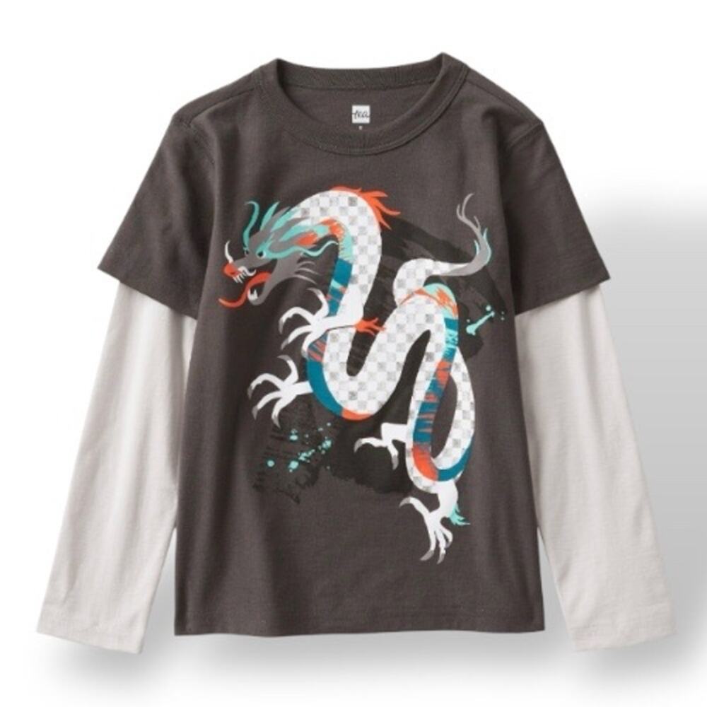 Tea Collection Dragon Layered Graphic Tee | Size 2 | Soft Cotton Long Sleeve NWT